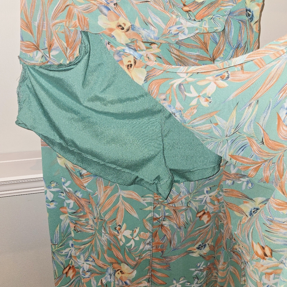 Floral Wrap Maxi Skirt and Tie Front Top, Built-In Shorts NWT - Picture 4 of 6